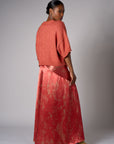 Rust Ochre Multi abstract animal print savoy bias maxi skirt