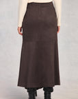 Coffee Asymmetric Midi Skirt