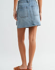 Medium Indigo Denim Patch Pocket Denim Skirt