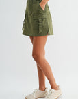Olive Patch Pocket Twill Skirt
