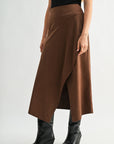Brown Petite Faux Suede Asymmetric Skirt