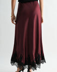 Aubergine Midi Lace Hem Skirt