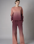 Raisin Dip-Dye Long Sleeve Crew Neck Sweatshirt