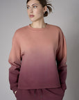 Raisin Dip-Dye Long Sleeve Crew Neck Sweatshirt