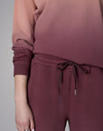 Raisin Dip-Dye Long Sleeve Crew Neck Sweatshirt