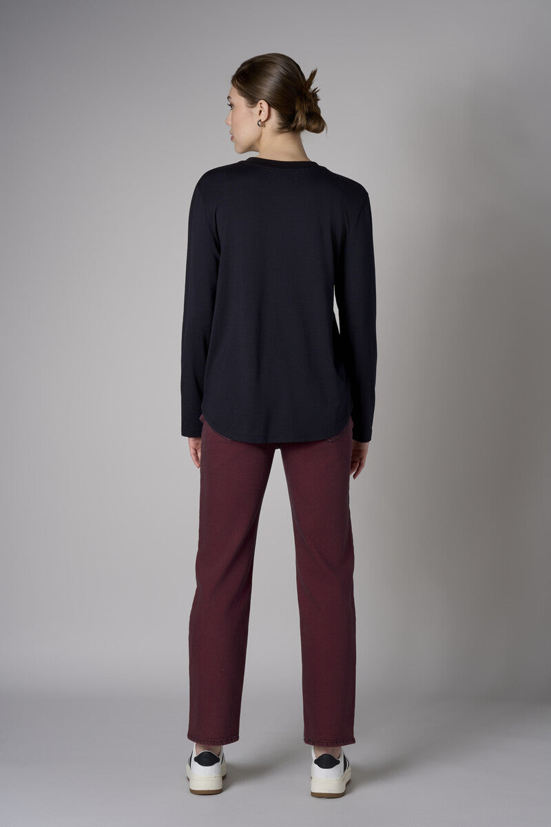 Upgrade your collection with the refreshing 'Black' Beth Long Sleeve T-Shirt.