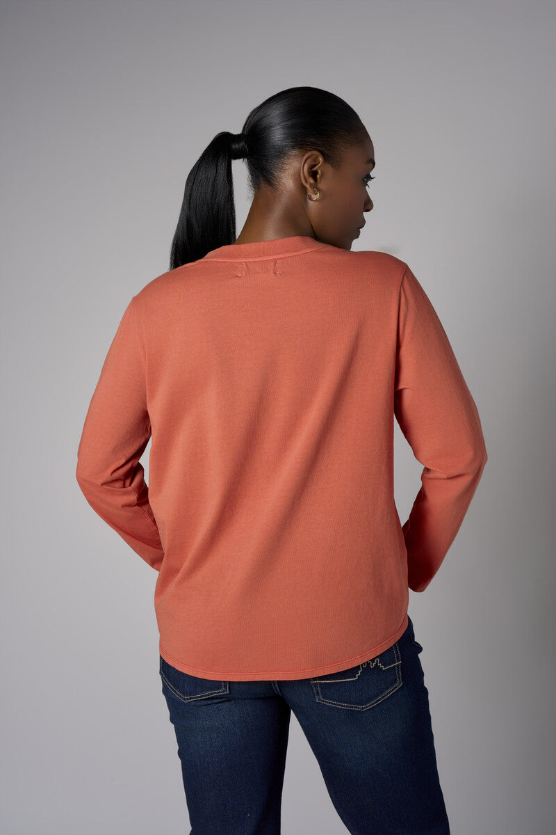 Fall in love with the distinctive 'Rust' Beth Long Sleeve T-Shirt – a must-have for any wardrobe.