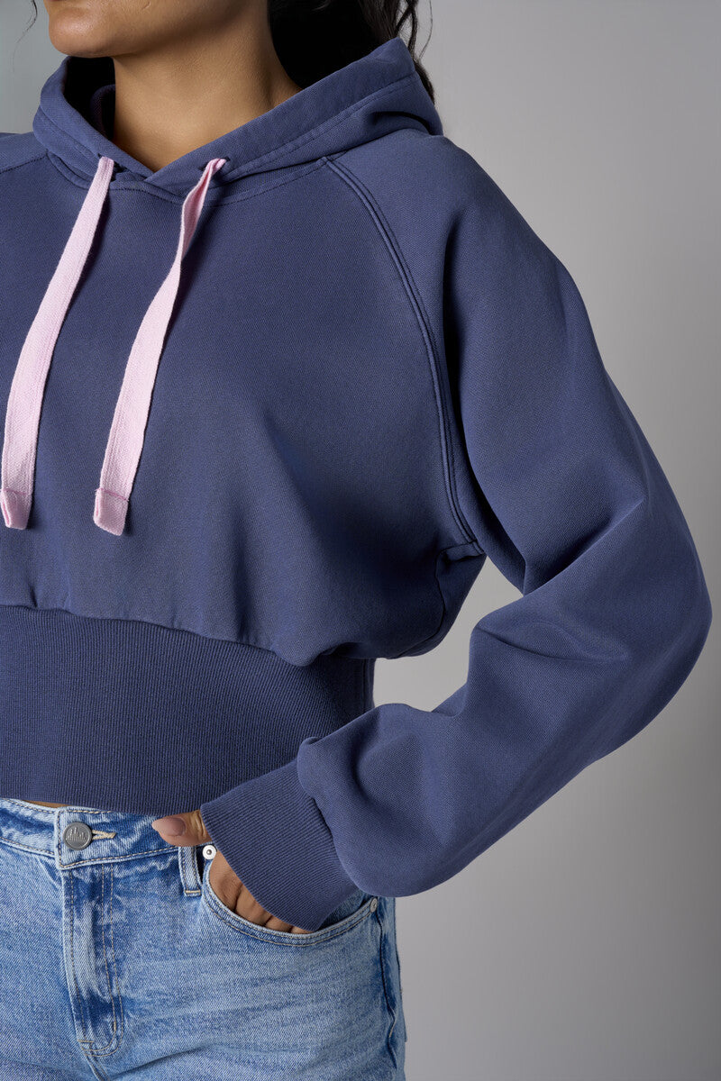 Go bold with the 'Navy' Cropped Hoodie Sweatshirt, designed for standout style.