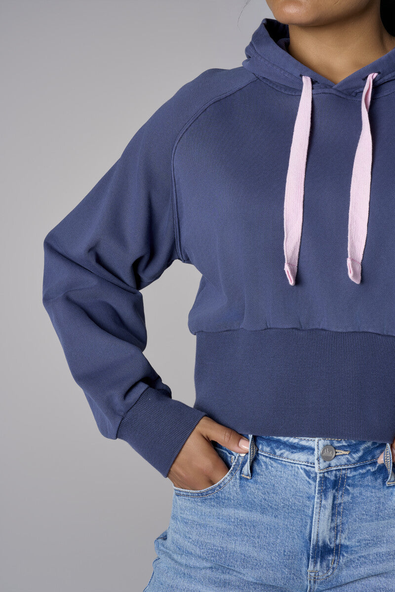 Go bold with the 'Navy' Cropped Hoodie Sweatshirt, designed for standout style.