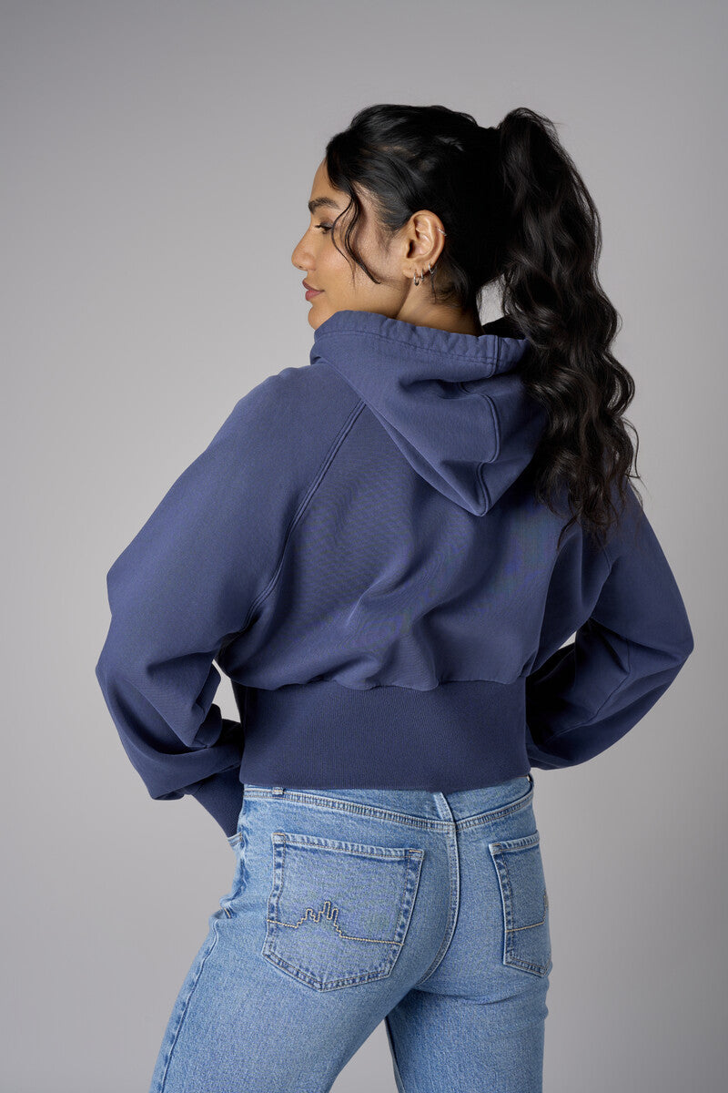 Go bold with the 'Navy' Cropped Hoodie Sweatshirt, designed for standout style.