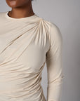 Sand shoulder twist three quarter sleeve top