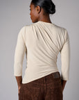Sand shoulder twist three quarter sleeve top