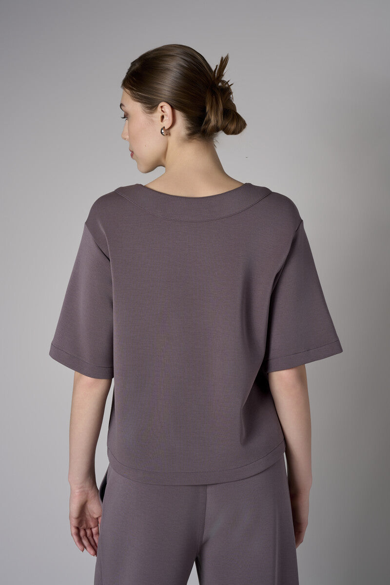 Add sophistication with the refined 'Dark Gray' Elbow Sleeve Top.