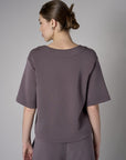 Add sophistication with the refined 'Dark Gray' Elbow Sleeve Top.