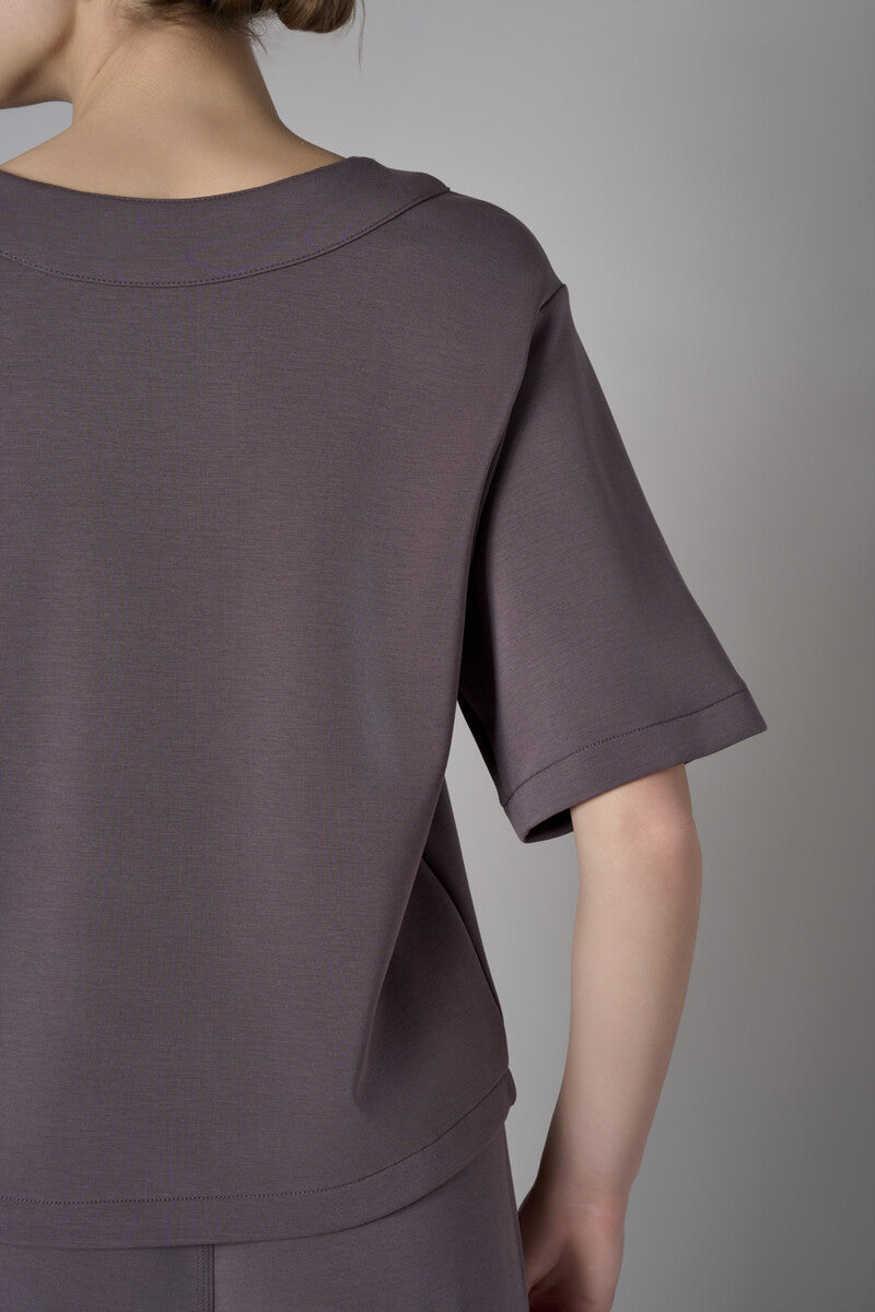 Add sophistication with the refined 'Dark Gray' Elbow Sleeve Top.