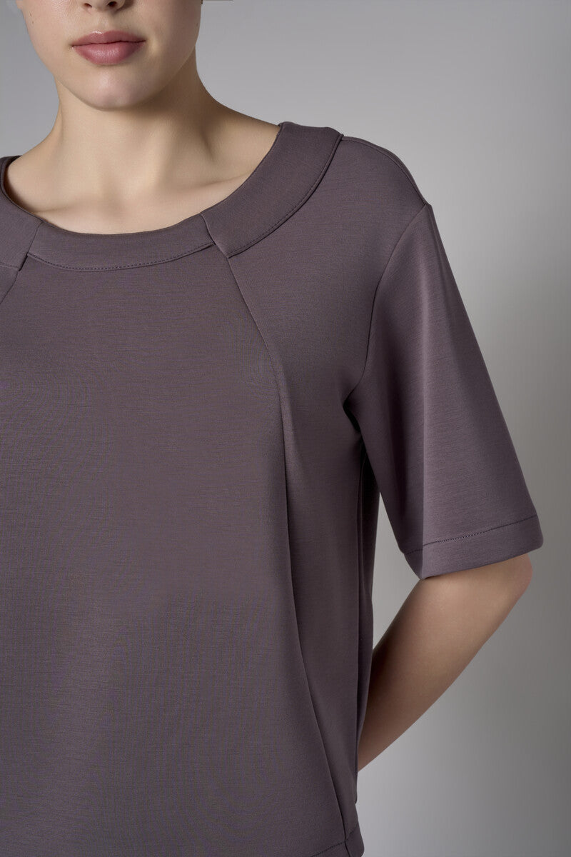 Add sophistication with the refined 'Dark Gray' Elbow Sleeve Top.