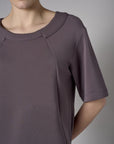 Add sophistication with the refined 'Dark Gray' Elbow Sleeve Top.