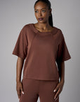 The perfect blend of style and color: 'Earth' Elbow Sleeve Top.
