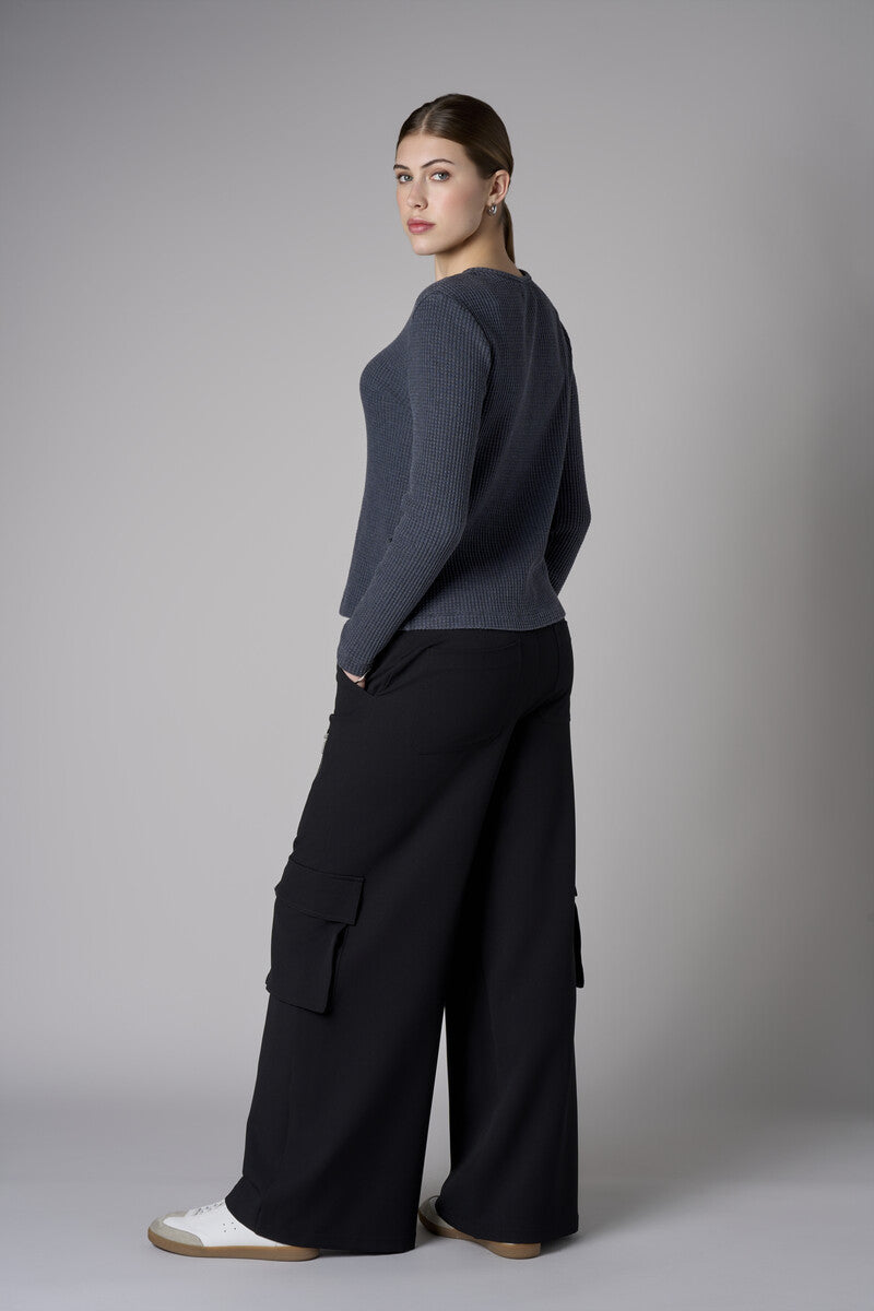 Stand out in our chic Henley Top in beautiful 'Charcoal'.