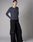 Stand out in our chic Henley Top in beautiful 'Charcoal'.