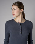 Stand out in our chic Henley Top in beautiful 'Charcoal'.