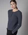Stand out in our chic Henley Top in beautiful 'Charcoal'.