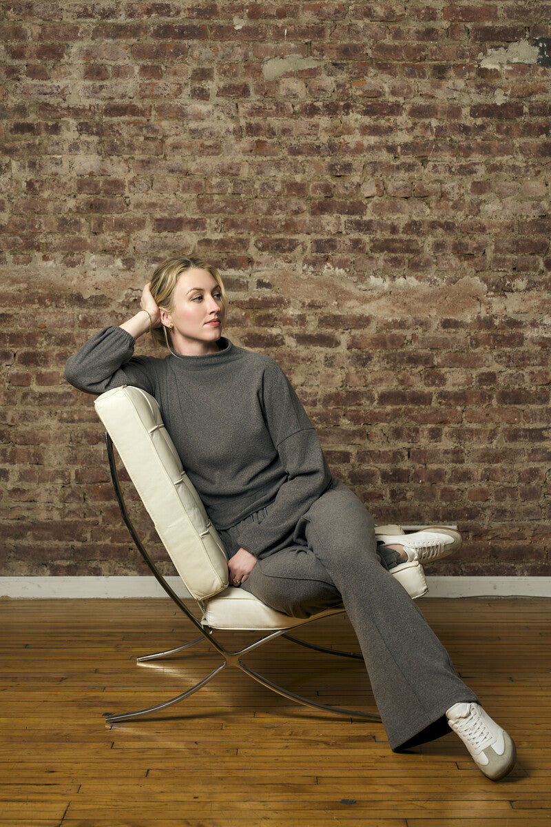 Love your look in the refreshing 'Gray' Funnel Neck Top.