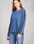 Cadet Blue Crochet Sleeve Sweatshirt