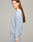 Chambray Blue Reverse Loop Spliced Sweatshirt