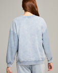 Chambray Blue Reverse Loop Spliced Sweatshirt