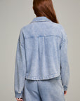 Cadet Blue Cropped Knit Shacket