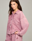 Dusty Rose Cropped Knit Shacket