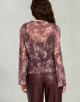 Plum Champagne Long Sleeve Lace Top