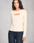 Cream Long Sleeve Keyhole Top