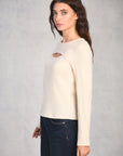 Cream Long Sleeve Keyhole Top