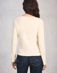 Cream Long Sleeve Keyhole Top