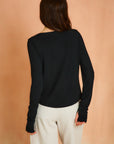 Black Long Sleeve Boat Neck Top