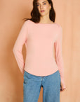 Blush Long Sleeve Boat Neck Top
