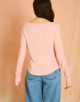 Blush Long Sleeve Boat Neck Top