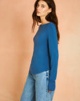 Cadet Blue Long Sleeve Boat Neck Top