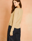Champagne Long Sleeve Boat Neck Top