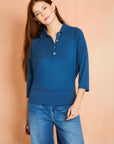 Cadet Blue Dolman Sleeve Polo