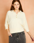Cream Dolman Sleeve Polo
