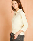 Cream Dolman Sleeve Polo