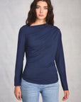 Midnight Long Sleeve Boat Neck Top