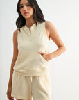 Pearl Sleeveless Half Zip Sweatshirt