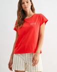 Red Dolman Sleeve Graphic Tee
