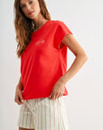 Red Dolman Sleeve Graphic Tee