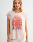 Pink Raglan Sleeve Graphic Tee