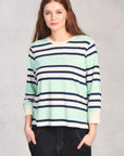 Mint 3/4 Sleeve Striped Knit Top